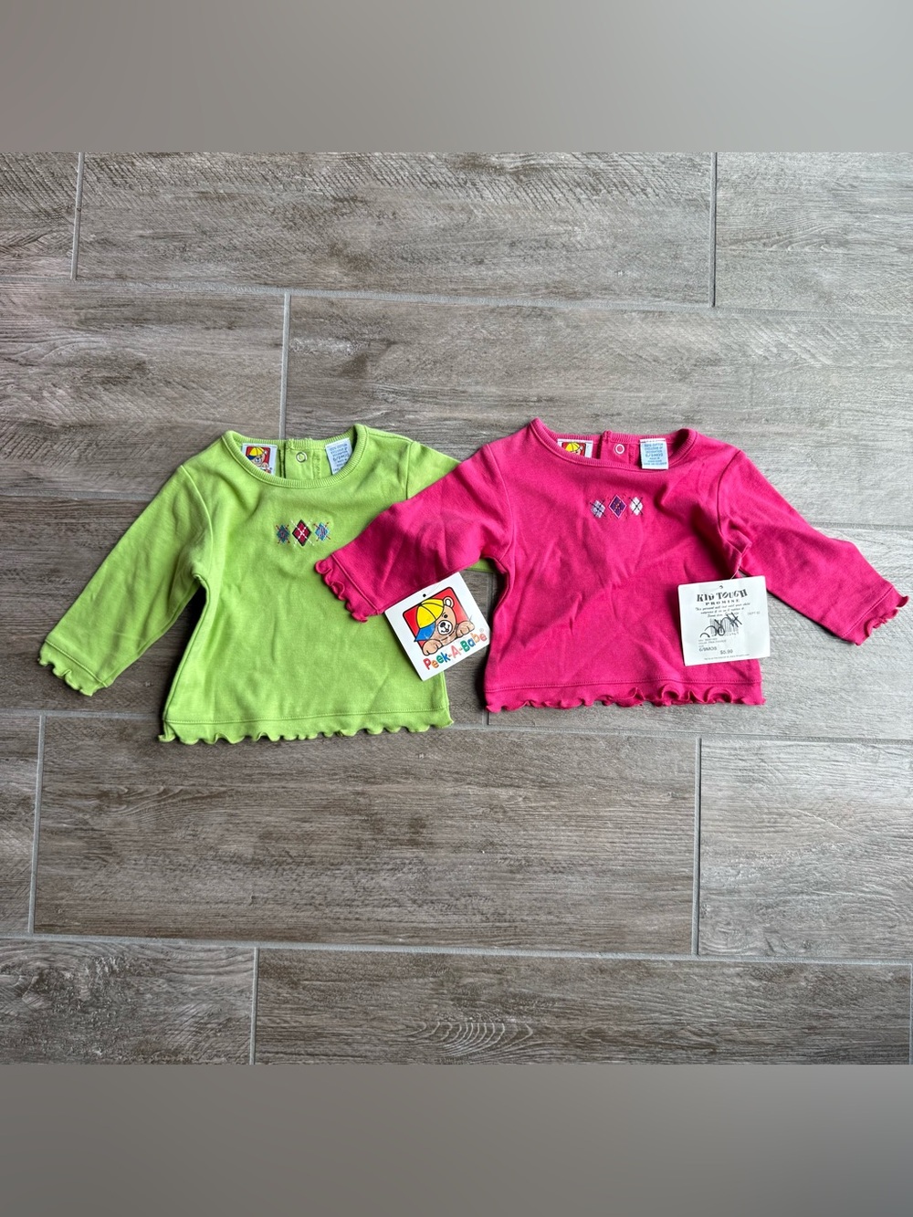 Vintage Peek-A-Babe Baby Girl Sweater Set NWT 6/9M Pink Green 90s Retro